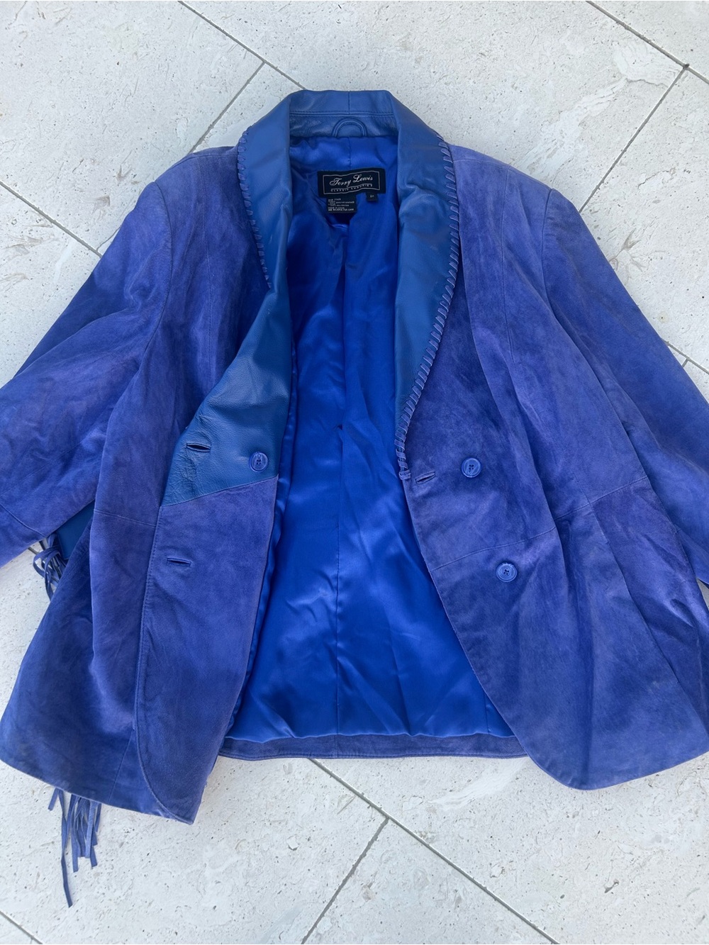 NWT TERRY LEWIS Purple Suede Leather Jacket XXL w/Matching Fringe Tassel Belt - Picture 15 of 16
